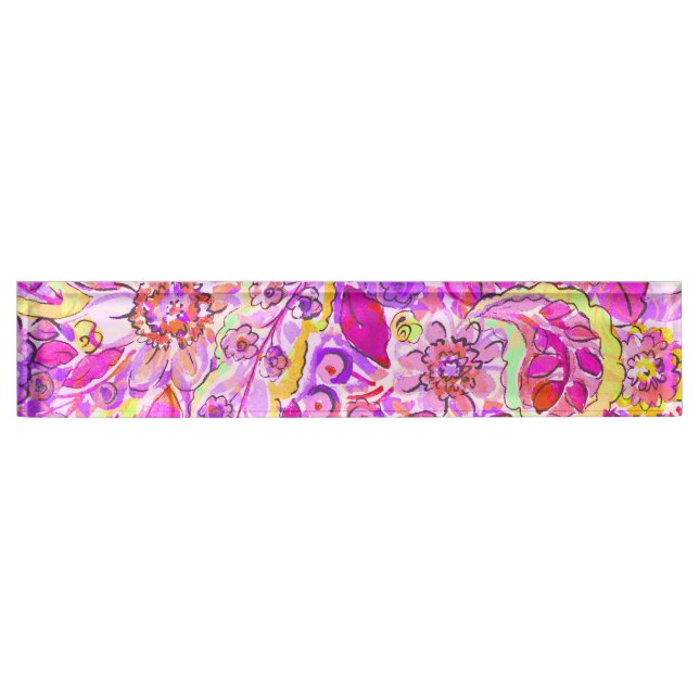 Cute pinky abstract flowers nameplate (Front)