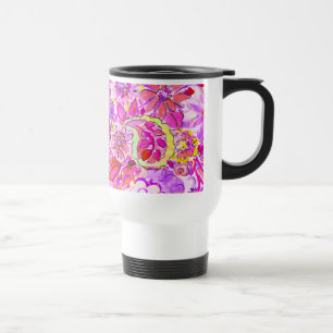 Cute pinky abstract flowers travel mug