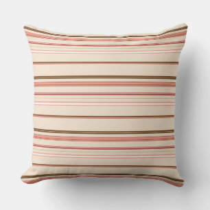 Cute pinky brown stripes throw pillow