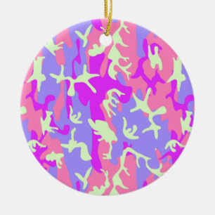 Cute pinky digital camouflage pattern ceramic ornament