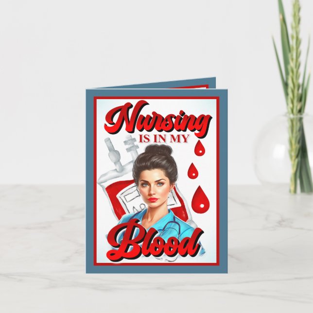 Cute Pinup_ Nursing in my blood Thank You Card (Front)