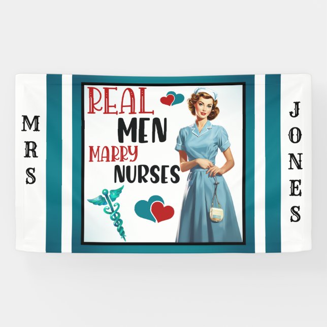 Cute Pinup_ Real Men Marry Nurses Banner (Horizontal)