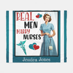 Cute Pinup_ Real Men Marry Nurses Fleece Blanket