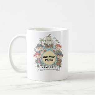 Cute Pirate Adventure Custom Photo  Name Kids Mug