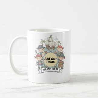 Cute Pirate Adventure Custom Photo Name Kids Mug