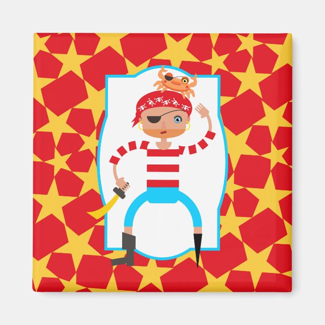 Cute pirate and crab magnet (Front)