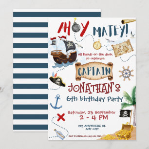 Cute Pirate Birthday  Invitation