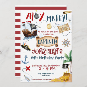 Cute Pirate Birthday Invitation