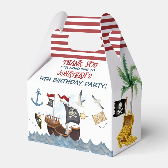 Cute Pirate Birthday Parchment thank you Favor Box (Front Side)