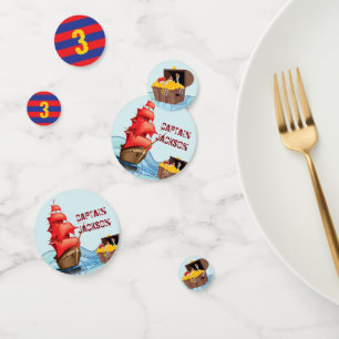 Cute Pirate Birthday Party Boat stripes Confetti