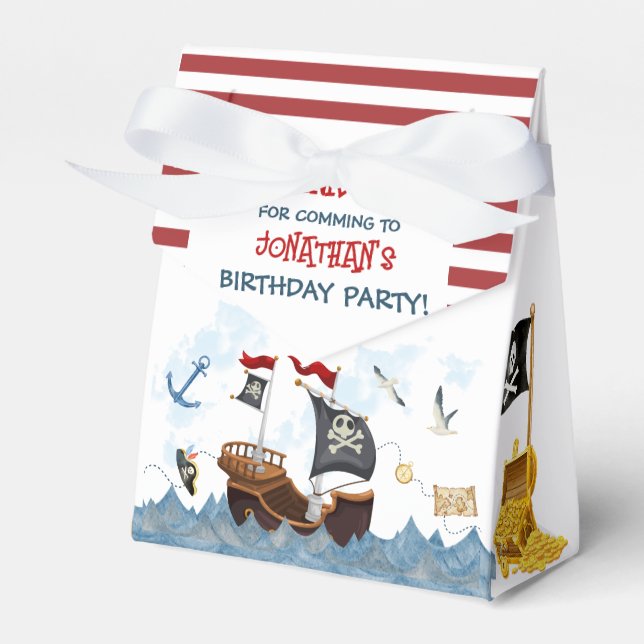 Cute Pirate Birthday Thank You   Favor Box (Front Side)