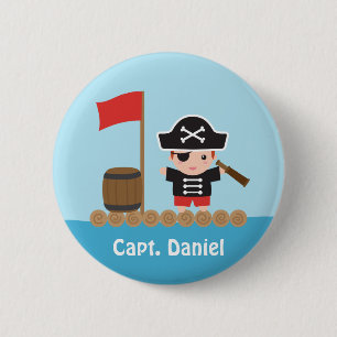 Cute Pirate Captain Ocean Raft Boy 2 Inch Round Button