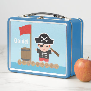 Cute Pirate Captain Ocean Raft Boys Personalized Metal Lunch Box