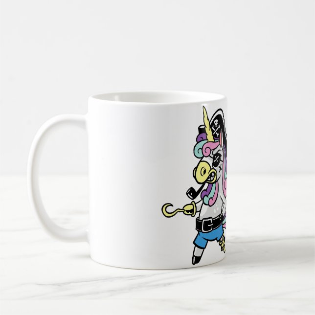 Cute Pirate Captain Unicorn Gift For Lover Magical Coffee Mug (Left)