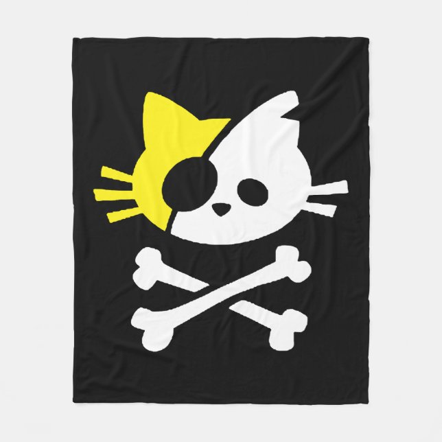 Cute Pirate Cat Fleece Blanket (Front)