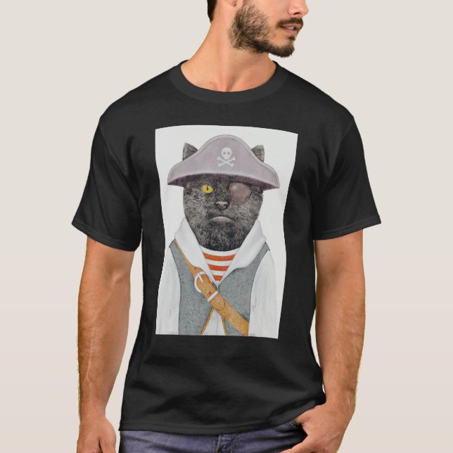 Cute Pirate Cat Skull 4 T-Shirt (Front)