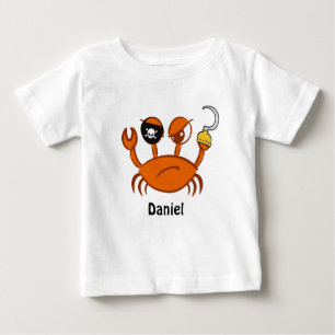 Cute Pirate Crab Personalized Birthday Party Gifts Baby T-Shirt
