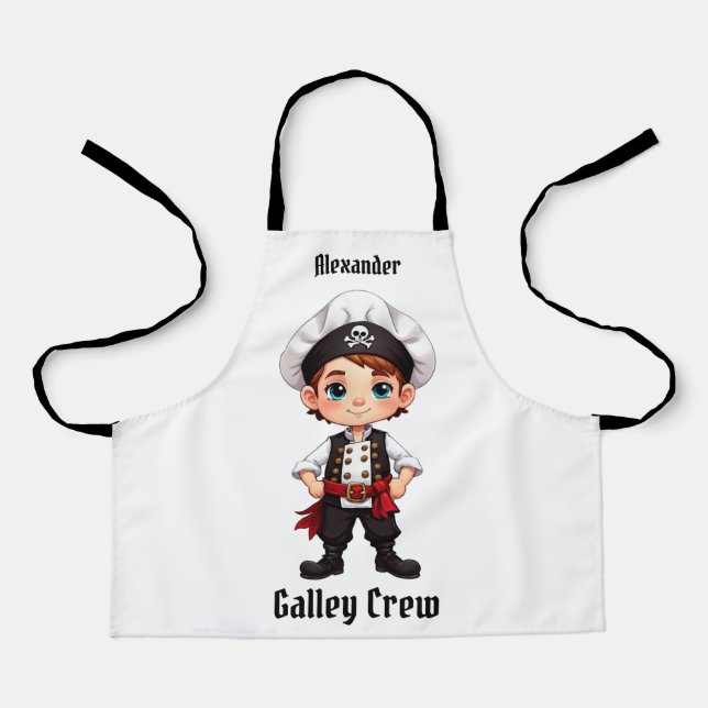 Cute Pirate Galley Crew Personalize  Apron (Front)
