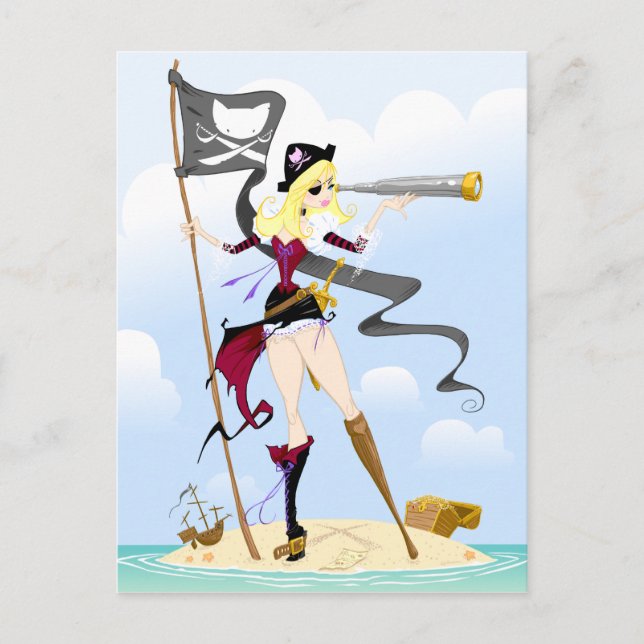Cute Pirate Girl Postcards (Front)