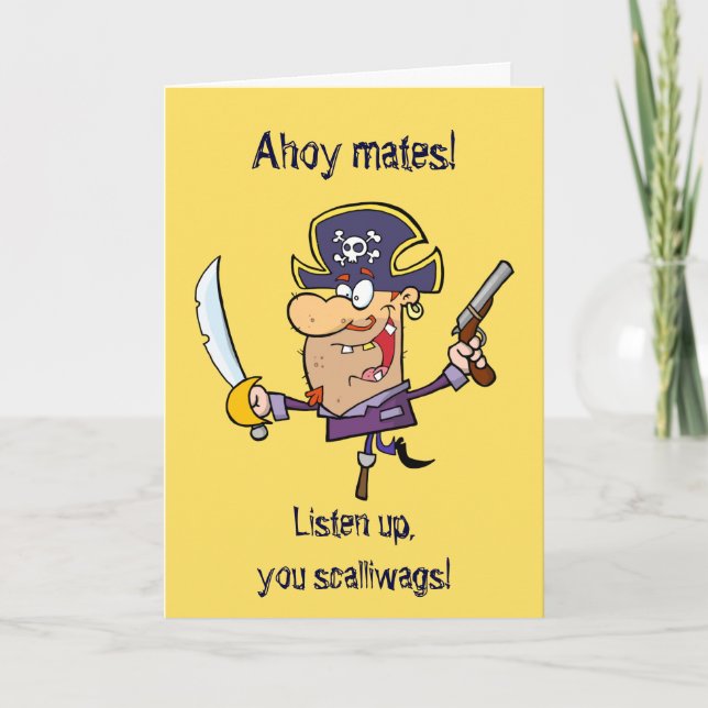 Cute Pirate Kid's Personalized Birthday Card (Front)