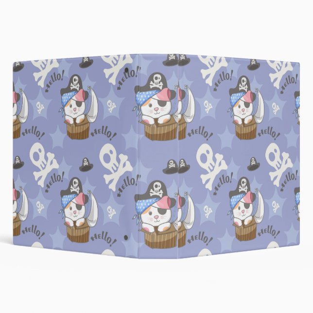Cute Pirate Kitten Pattern Binder (Background)