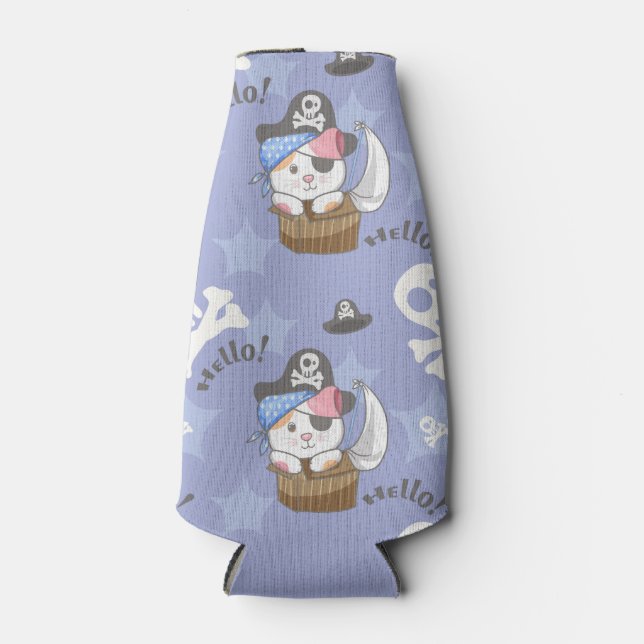 Cute Pirate Kitten Pattern Bottle Cooler (Front)