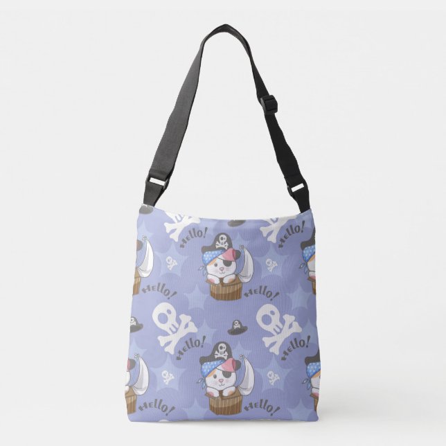 Cute Pirate Kitten Pattern Crossbody Bag (Front)