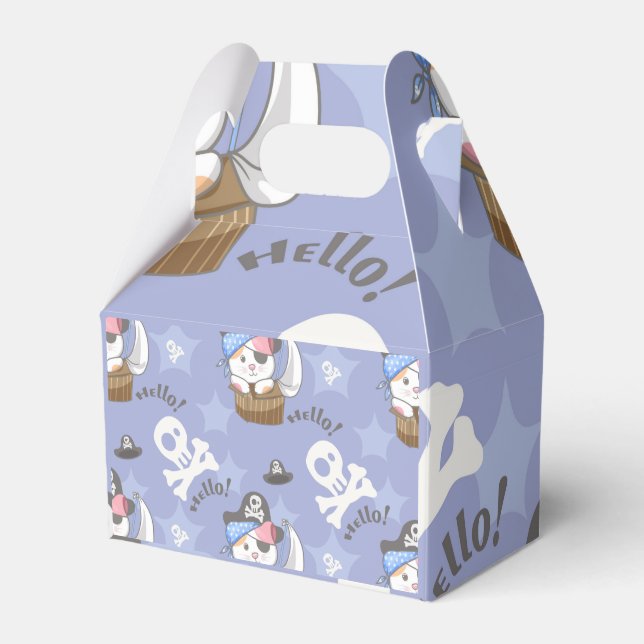 Cute Pirate Kitten Pattern Favor Box (Front Side)