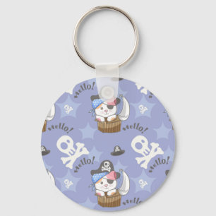 Cute Pirate Kitten Pattern Keychain