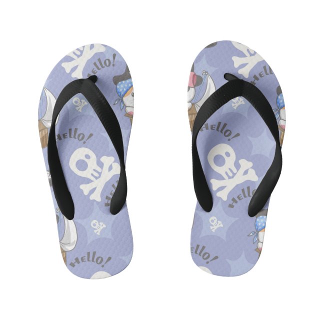 Cute Pirate Kitten Pattern Kid's Flip Flops (Footbed)