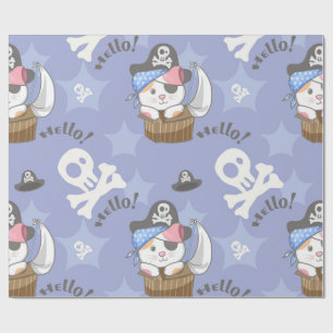 Cute Pirate Kitten Pattern Wrapping Paper