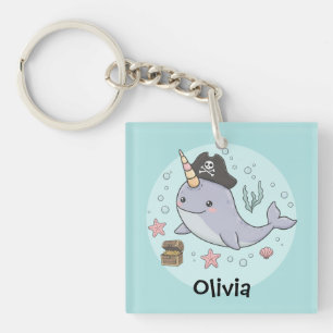 Cute Pirate Narwhal Keychain
