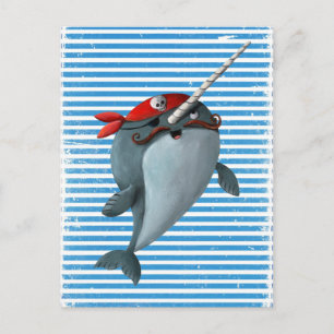 Cute Pirate Narwhal Postcard