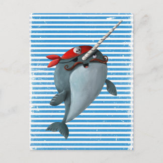 Cute Pirate Narwhal Postcard