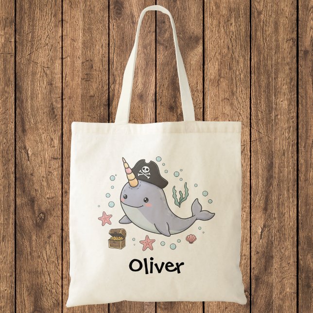 Cute Pirate Narwhal Tote Bag (Creator Uploaded)