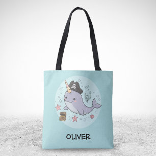 Cute Pirate Narwhal Tote Bag