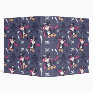 Cute Pirate Panda Bear Pattern Binder