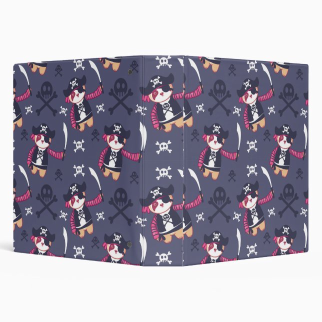 Cute Pirate Panda Bear Pattern Binder (Background)