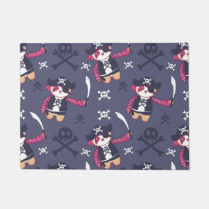 Cute Pirate Panda Bear Pattern Doormat