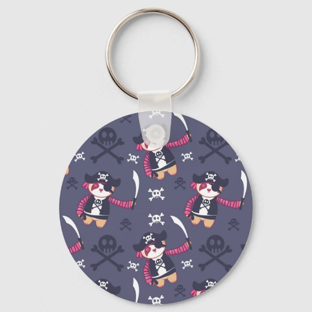 Cute Pirate Panda Bear Pattern Keychain (Front)