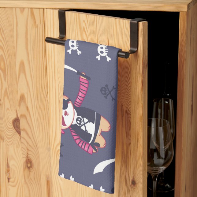 Cute Pirate Panda Bear Pattern Kitchen Towel (Thirds Fold)
