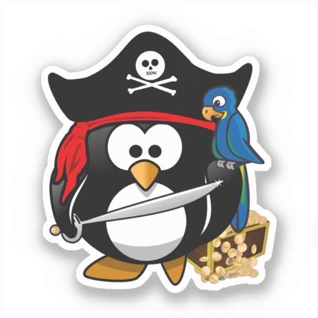 Cute Pirate Penguin with Parrot (Front)