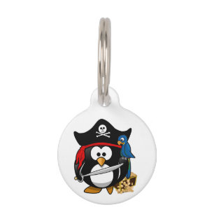 Cute Pirate Penguin with Parrot Pet Tag