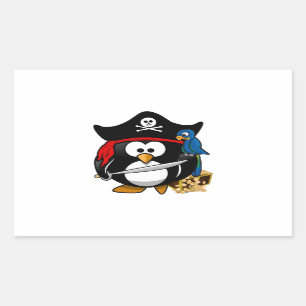 Cute Pirate Penguin with Treasure Chest Sticker