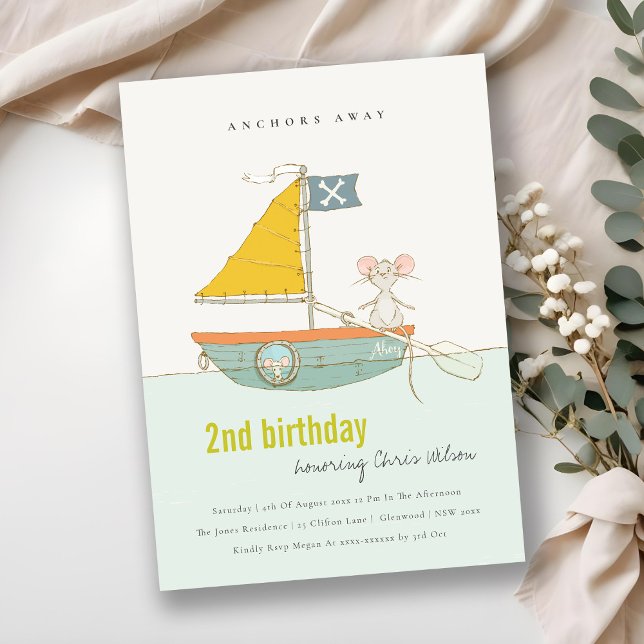 Cute Pirate Sailboat Kids Any Age Birthday Invite (Creator Uploaded)