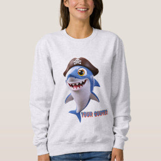 Cute Pirate Shark Cartoon – 3D Kids Illustration Sweatshirt