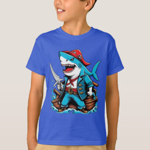 Cute pirate shark on a boat T-Shirt