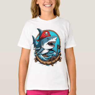 Cute pirate shark on a boat T-Shirt
