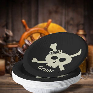 Cute Pirate Skull Personalized Paper Plates