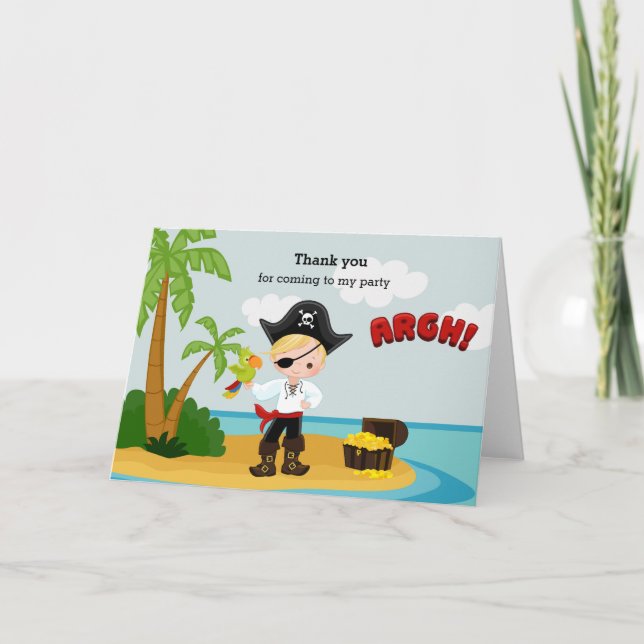 Cute Pirate Thank You Card (Front)